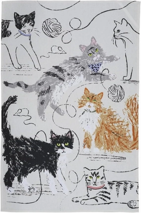 Ulster Weavers Tea Towel Cotton, Durable & Machine Washable, Eco-Friendly Design, Ideal Size, Animal Theme, Feline Friends, Grey