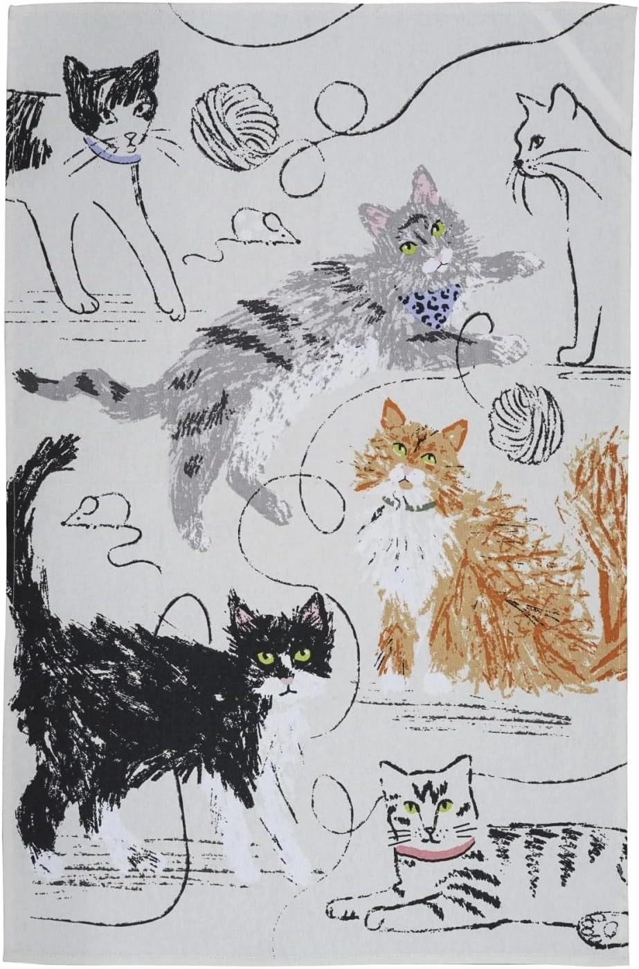 Ulster Weavers Tea Towel Cotton, Durable & Machine Washable, Eco-Friendly Design, Ideal Size, Animal Theme, Feline Friends, Grey