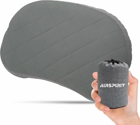 Ultralight Camping Pillow Inflatable with Removable Washable Cover, Compact Travel Pillow for Neck Support, Hiking, Backpacking, Office, Airplane, Car & Beach - Adjustable Firmness(Grey)