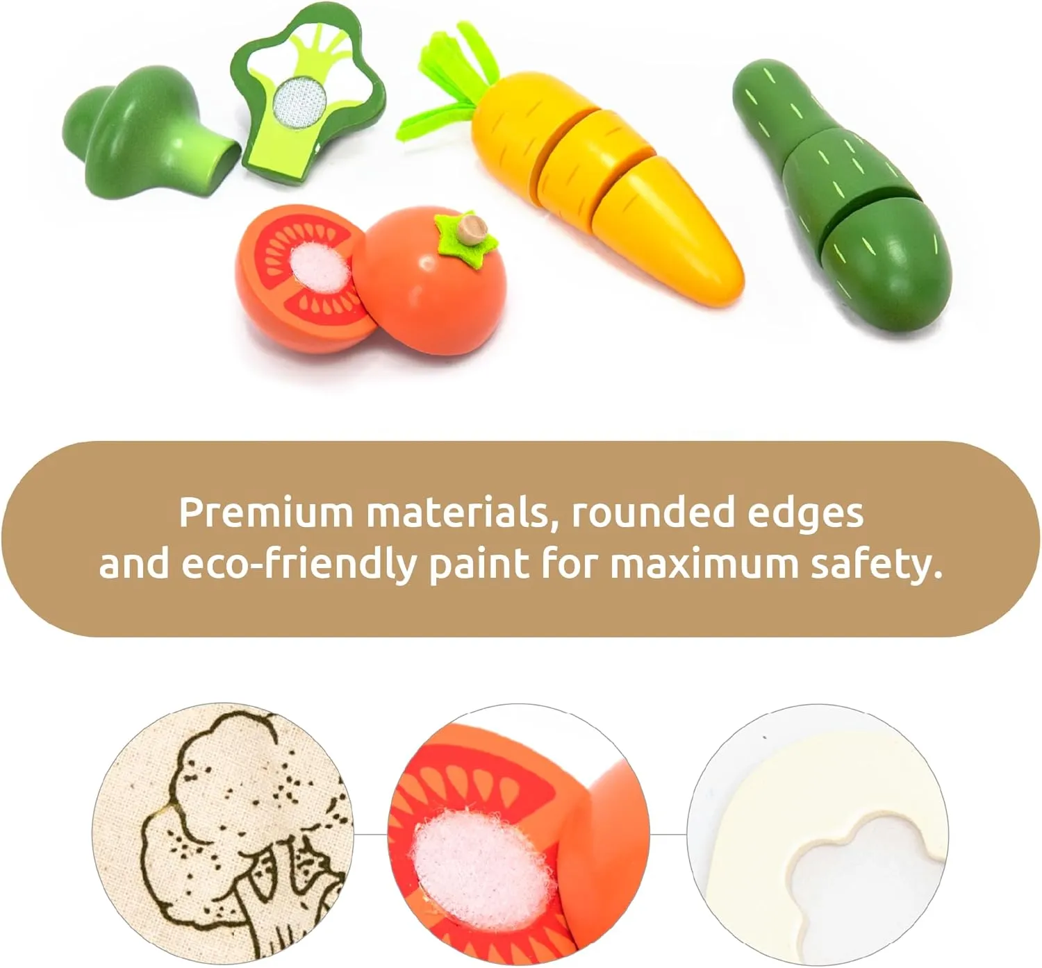 UMU® Cutting Vegetable Set - Wooden Play Food Kitchen Accessory, Multi - Pretend Play Accessories, Wooden Cutting Fruit Toys for Toddlers and Kids Ages 3 