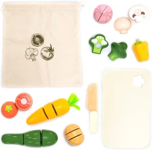 UMU® Cutting Vegetable Set - Wooden Play Food Kitchen Accessory, Multi - Pretend Play Accessories, Wooden Cutting Fruit Toys for Toddlers and Kids Ages 3 