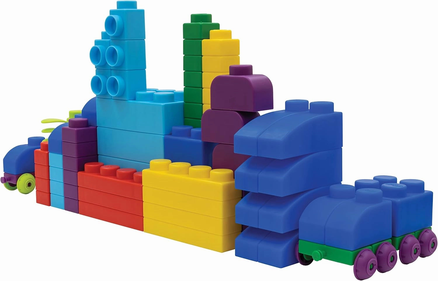 UNiPLAY Plus Soft Building Blocks — Creativity Toy, Educational Play, Cognitive Development, Early Learning Stacking Blocks for Infants and Toddlers, Primary (80-Piece Set)
