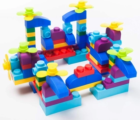 UNiPLAY Plus Soft Building Blocks — Creativity Toy, Educational Play, Cognitive Development, Early Learning Stacking Blocks for Infants and Toddlers, Primary (80-Piece Set)