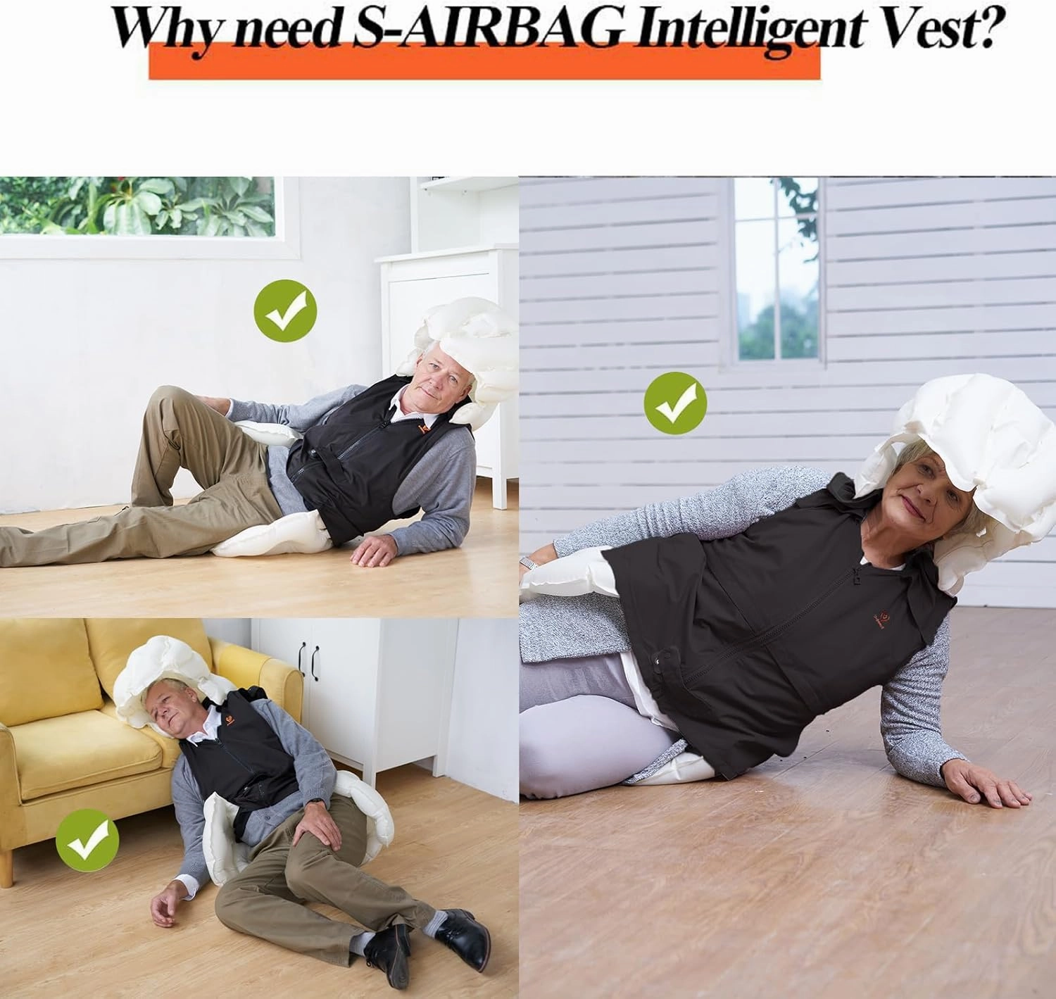 Unisex Elderly Anti Fall Airbag Vest Wearable Airbag Smart Vest for Seniors 0.08s Pop Up Protection for Elderly