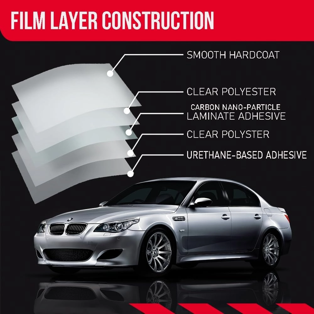 United Window Tint Car Film 24" in x 100'Ft MAX Nano Carbon Film 2Ply 5% VLT - Clear Polyester Privacy Window Tint Blocks UV/IR Rays, Heat & Glare- Laminate Adhesive with Lifetime Color Stability…