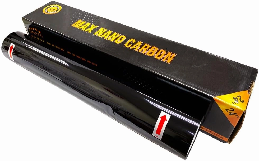 United Window Tint Car Film 24" in x 100'Ft MAX Nano Carbon Film 2Ply 5% VLT - Clear Polyester Privacy Window Tint Blocks UV/IR Rays, Heat & Glare- Laminate Adhesive with Lifetime Color Stability…