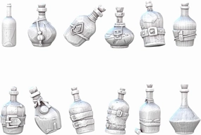 Unpainted DND Bottles Miniature Scenery, Tabletop Gaming Collectible, Fantasy World, Ideal Gift for Dungeon Masters and Collectors