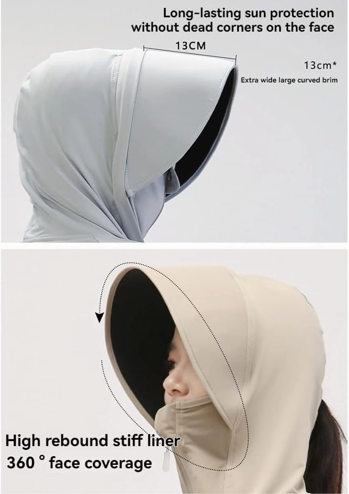 UPF50  UV Protection Hoodie (Lab-Tested ≥95% UV Block), Detachable Visor for Hiking/Beach/Driving【Free UV Card】