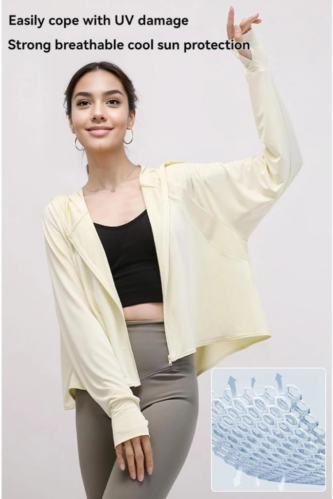 UPF50  UV Protection Hoodie (Lab-Tested ≥95% UV Block), Detachable Visor for Hiking/Beach/Driving【Free UV Card】