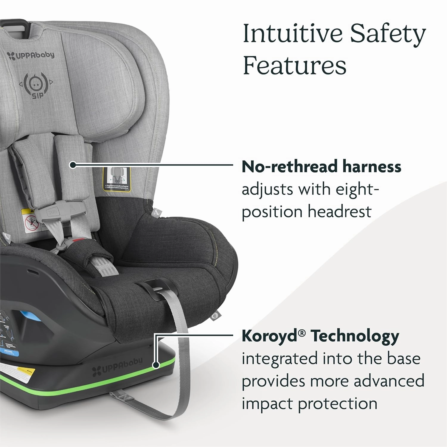 UPPAbaby Knox Convertible Car Seat / Rear Facing and Forward Facing / Intuitive Safety Features / Koroyd   CleanTech Technology / Removeable Cup Holder Included / Jordan (Charcoal Mélange)