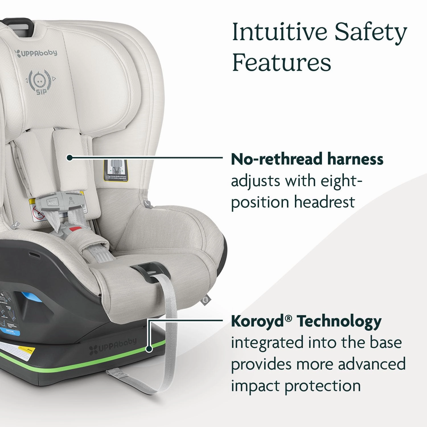 UPPAbaby Knox Convertible Car Seat/Rear Facing and Forward Facing/Intuitive Safety Features/Koroyd   CleanTech Technology/Removable Cup Holder Included/Bryce (White   Grey Marl)