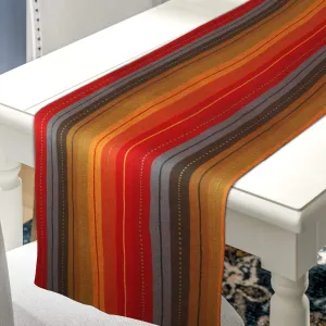 Urban Villa Table Runner 100% Cotton Fused TableRunner Cuisine Stripes 14''x72'' Over Sized Red Multi Color Table Runner Heavier Quality