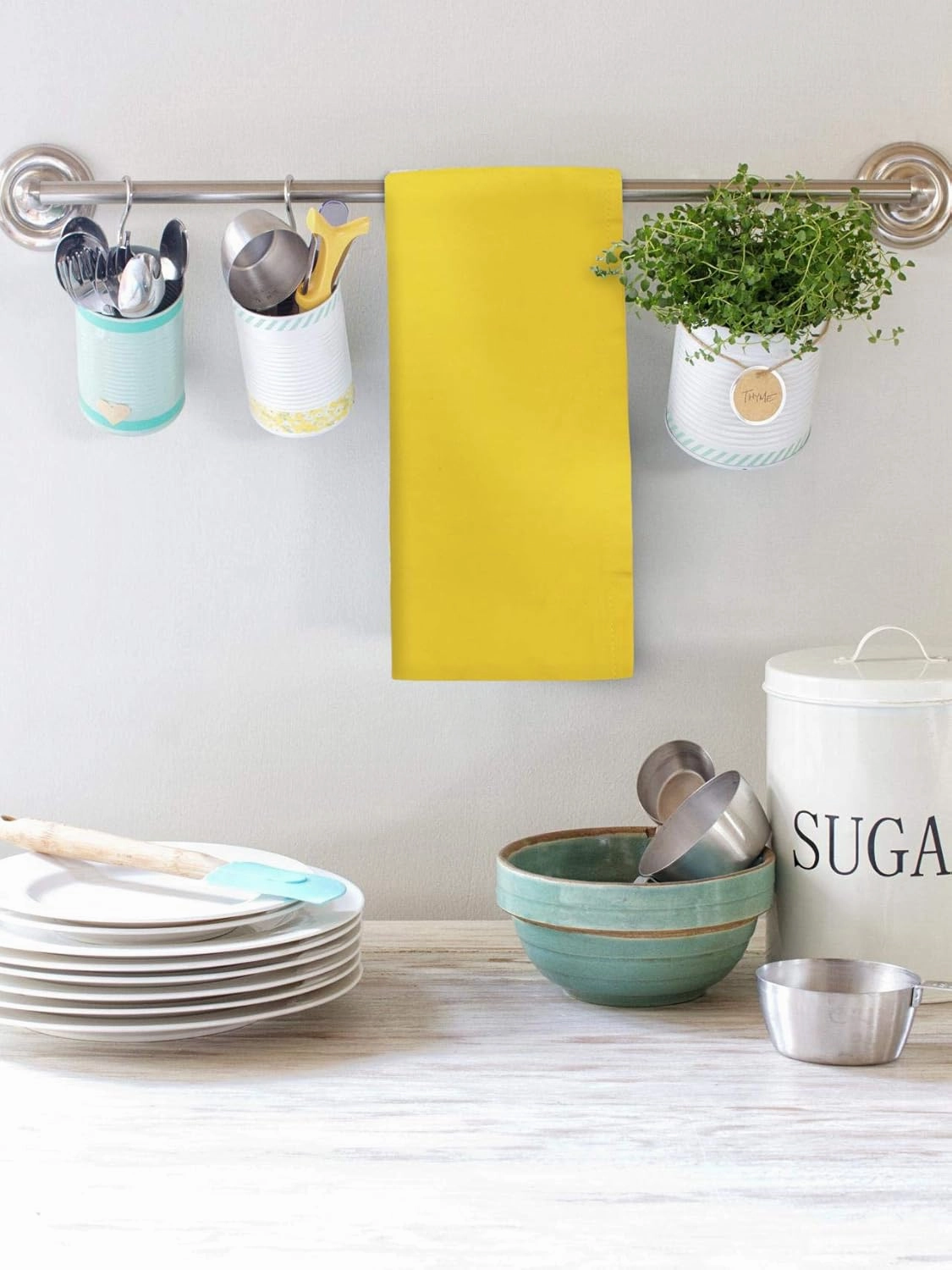 Urban Villa Kitchen Towels Premium Quality 100% Cotton Solid Kitchen Towels Set of 6 Ultra Soft Size 20X30 Inches Yellow Color Kitchen Towel Highly Absorbent Kitchen Towels