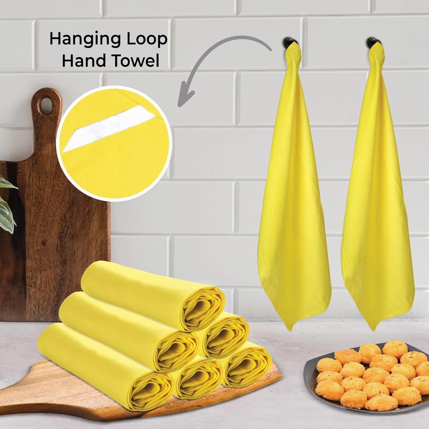 Urban Villa Kitchen Towels Premium Quality 100% Cotton Solid Kitchen Towels Set of 6 Ultra Soft Size 20X30 Inches Yellow Color Kitchen Towel Highly Absorbent Kitchen Towels