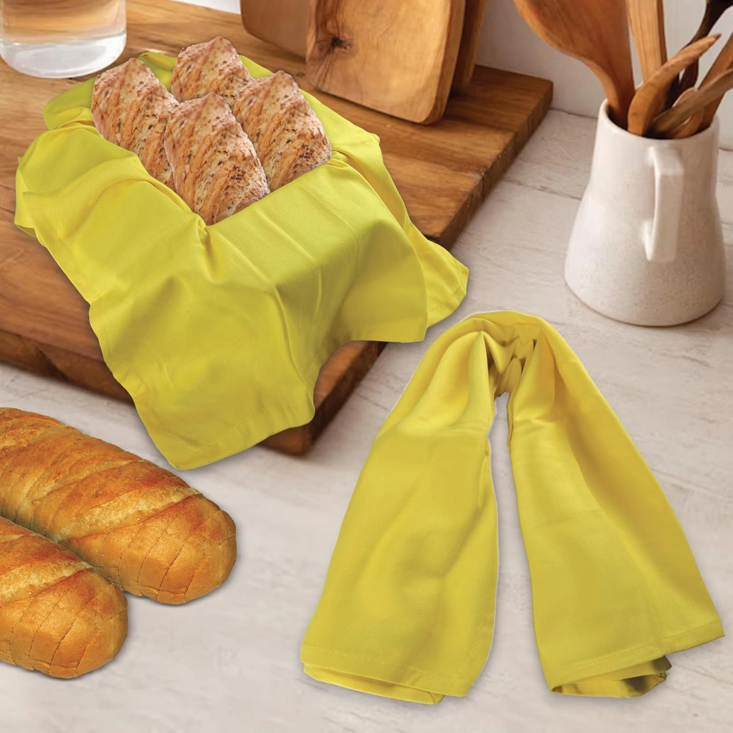 Urban Villa Kitchen Towels Premium Quality 100% Cotton Solid Kitchen Towels Set of 6 Ultra Soft Size 20X30 Inches Yellow Color Kitchen Towel Highly Absorbent Kitchen Towels