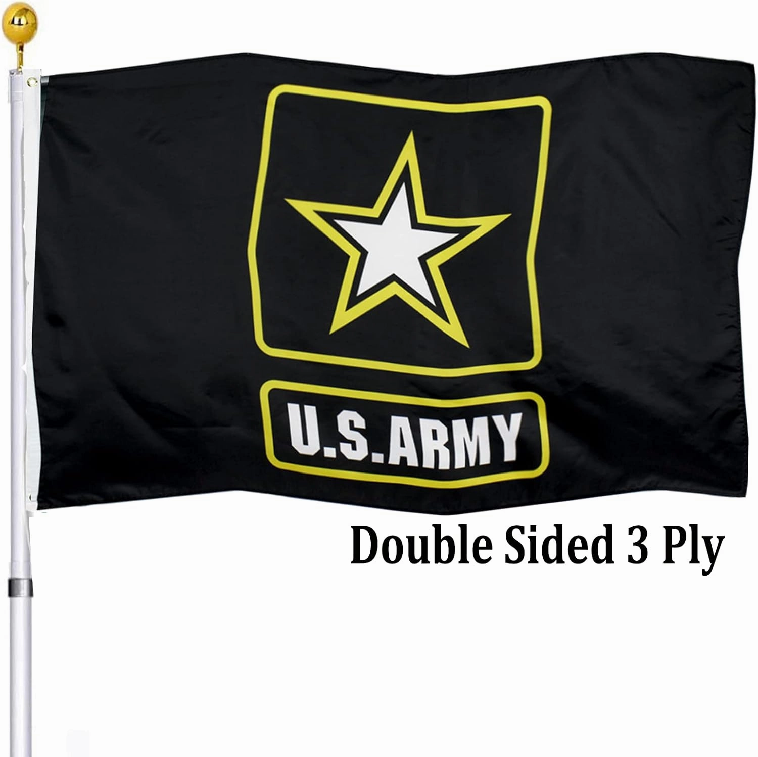 US Army Military Flag 3x5 Outdoor Double Sided- American United States Army Star Black Flags 3 Ply Heavy Duty Fade Resistant Banner for Outdoor Indoor Garage Wall
