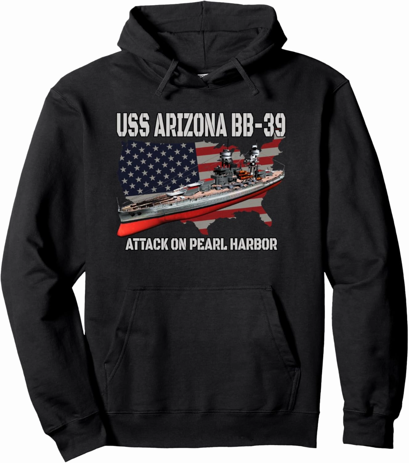USS Arizona BB-39 Battleship Veterans Day Warship Front&Back Pullover Hoodie