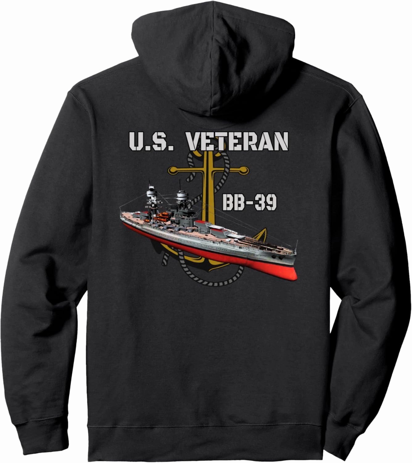 USS Arizona BB-39 Battleship Veterans Day Warship Front&Back Pullover Hoodie