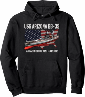 USS Arizona BB-39 Battleship Veterans Day Warship Front&Back Pullover Hoodie