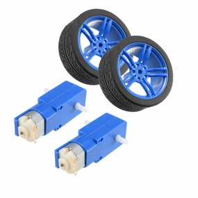 uxcell 2PCS DC Electric Motor 3-6V Dual Shaft Geared TT Magnetic Gearbox Engine w 2PCS Car Tire Wheel, Mini Smart RC Car Robot Tyres