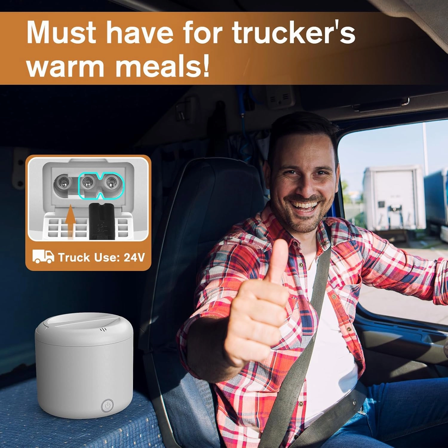 Vabaso Electric Lunch Box for Adults, 41oz 80W Heated Lunch Box, 12V/24V/110V/220V Portable Food Warmer White Elephant Gifts for Men Car Truck Work with 1.2L 304 Stainless Steel Container