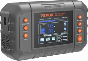 VEVOR 20-Amp Car Battery Charger, Lithium LiFePO4 Lead-Acid (AGM/Gel/SLA) Smart Battery Charger with LCD Display, Trickle Charger Maintainer Desulfator for Boat Motorcycle Lawn Mower Deep Cycle