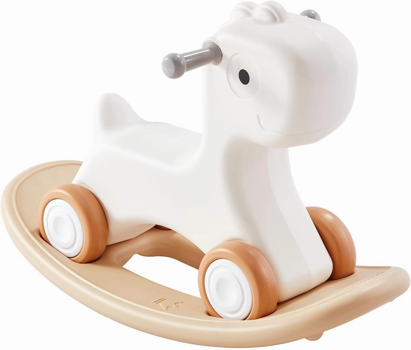 VEVOR 3 in 1 Baby Rocking Horse for Toddlers 1-3 Years,Rocking Horse with Detachable Balance Board and 4 Smooth Wheels, Support up to HDPE Material 80 lbs Kids Ride on Toy, 40° Swinging, White