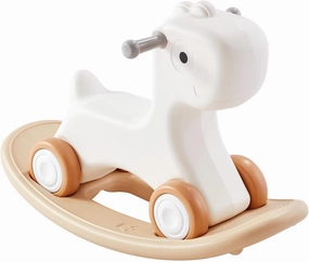 VEVOR 3 in 1 Baby Rocking Horse for Toddlers 1-3 Years,Rocking Horse with Detachable Balance Board and 4 Smooth Wheels, Support up to HDPE Material 80 lbs Kids Ride on Toy, 40° Swinging, White
