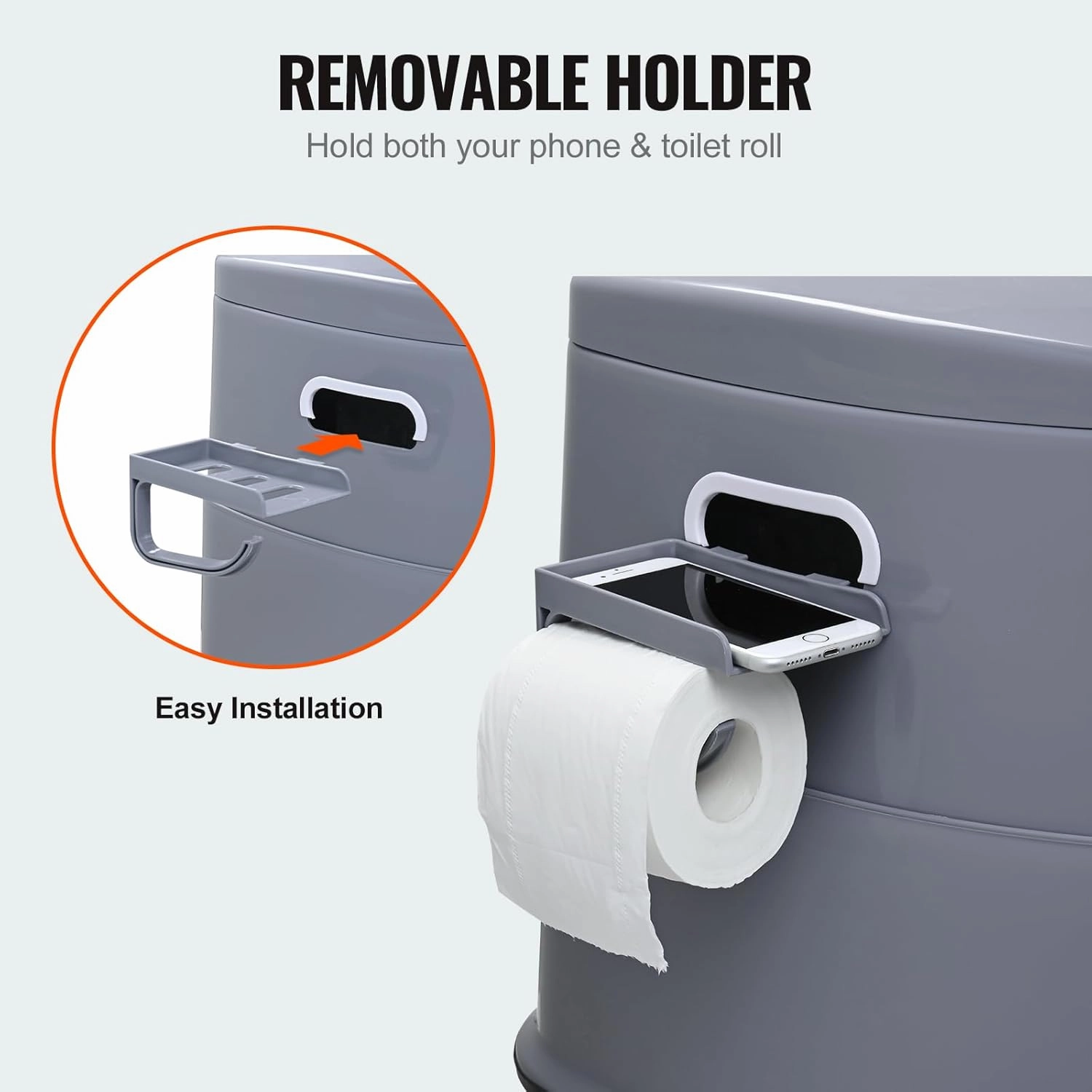 VEVOR RV Toilet for Camping, Portable Toilet with 1.3 Gal Detachable Inner Bucket & Removable Paper Holder, Commode with Dual Lids, Travel Toilet for Outdoor Camping Car Long Road Trips