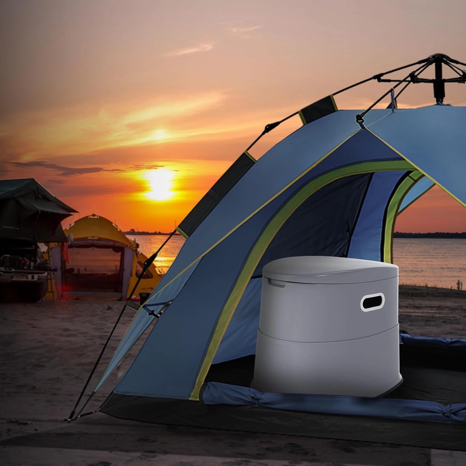 VEVOR RV Toilet for Camping, Portable Toilet with 1.3 Gal Detachable Inner Bucket & Removable Paper Holder, Commode with Dual Lids, Travel Toilet for Outdoor Camping Car Long Road Trips