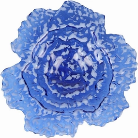 Vietri Ostrica Glass Blue Centerpiece Bowl, 17" Decorative Dish for Kitchen Island, Home Decor