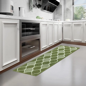 Villsure Kitchen Rugs and Mats, Non Skid Kitchen Runner Rug Absorbent Resist Dirt Kitchen Floor Mat Comfort Standing Mat Made of 100% Polypropylene Machine Washable,17.7"x47",Green