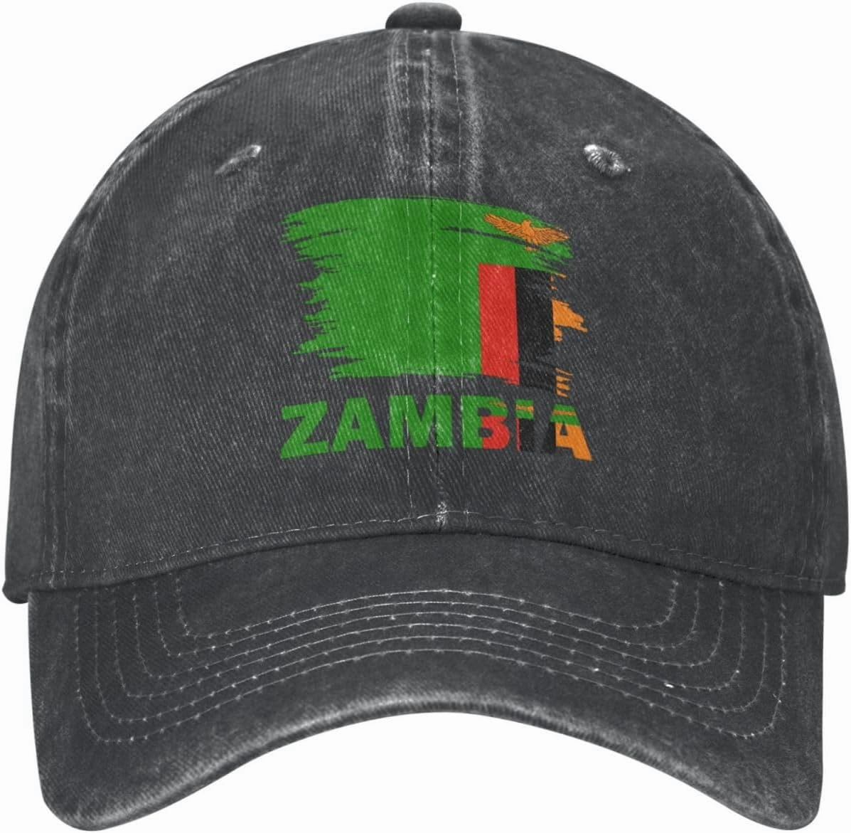 Vintage Zambia Flag Distressed Denim Ball Cap Retro Cool for Every Occasion