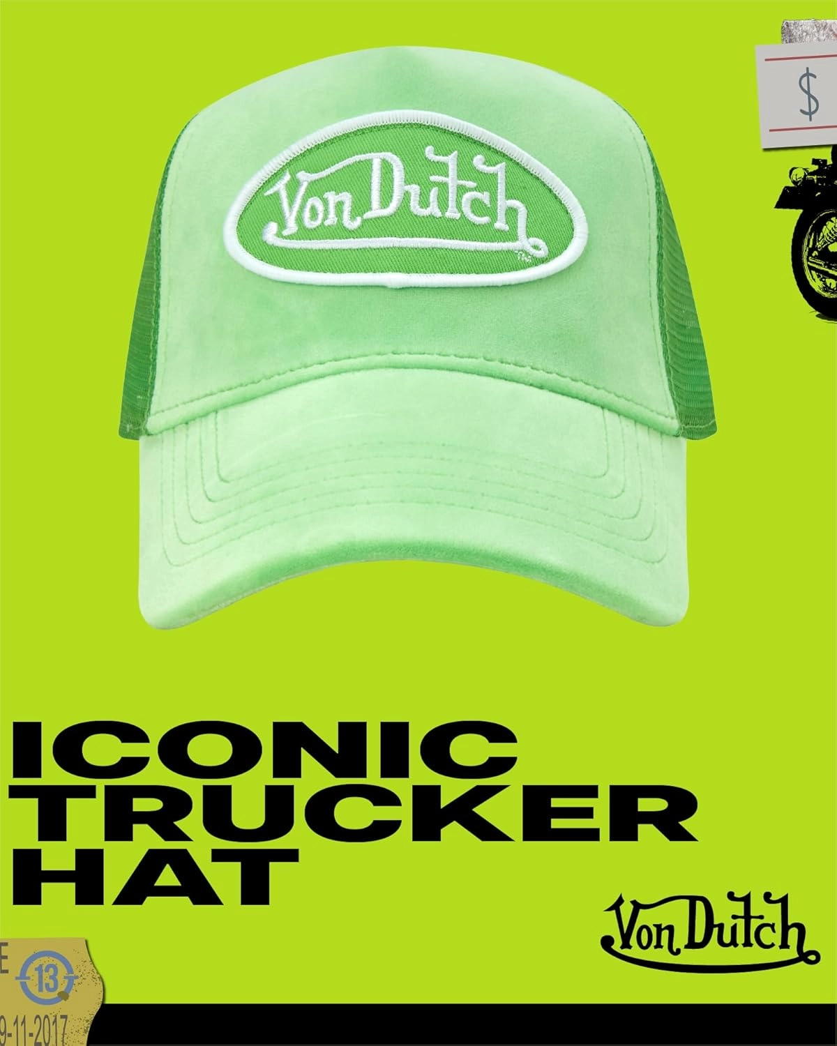 Von Dutch Unisex Trucker Hat - Plush Curved Bill Mesh Back Retro Classic Adjustable Snapback Baseball Cap for Men and Women