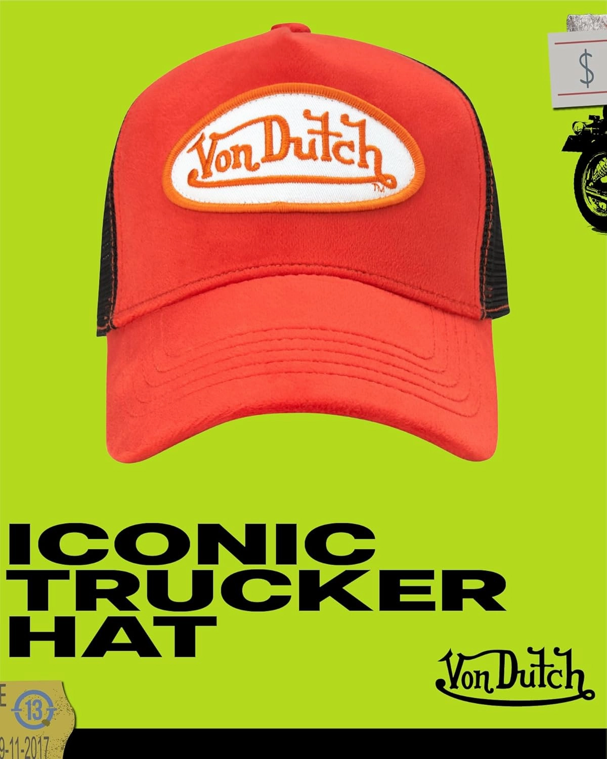 Von Dutch Unisex Trucker Hat - Plush Curved Bill Mesh Back Retro Classic Adjustable Snapback Baseball Cap for Men and Women