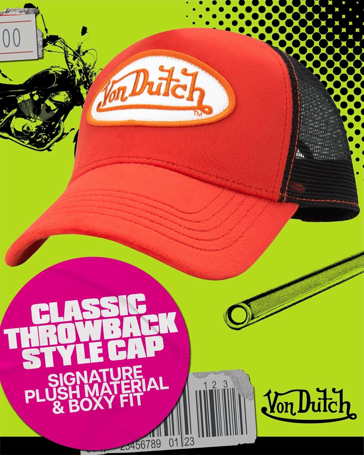Von Dutch Unisex Trucker Hat - Plush Curved Bill Mesh Back Retro Classic Adjustable Snapback Baseball Cap for Men and Women