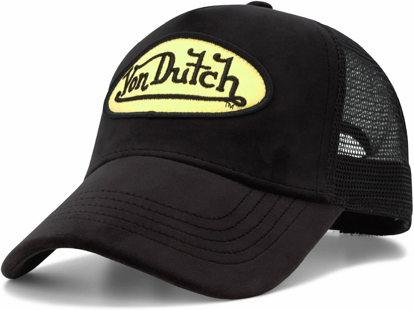 Von Dutch Unisex Trucker Hat - Plush Curved Bill Mesh Back Retro Classic Adjustable Snapback Baseball Cap for Men and Women