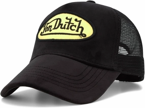 Von Dutch Unisex Trucker Hat - Plush Curved Bill Mesh Back Retro Classic Adjustable Snapback Baseball Cap for Men and Women