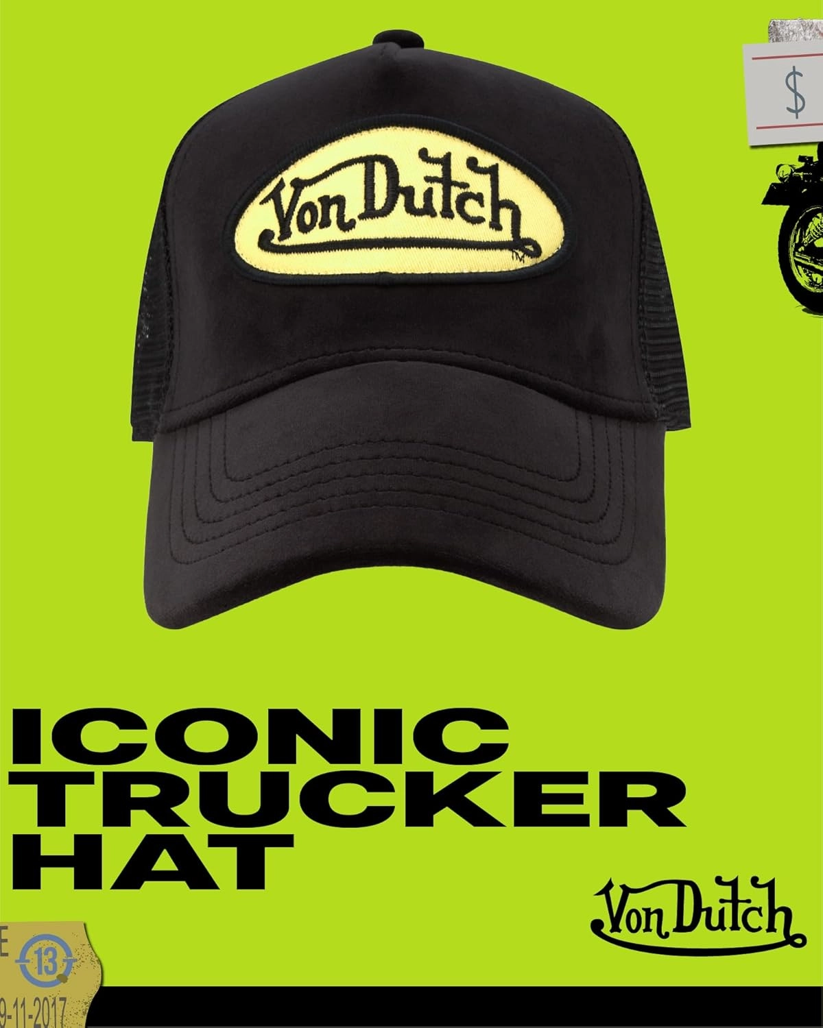 Von Dutch Unisex Trucker Hat - Plush Curved Bill Mesh Back Retro Classic Adjustable Snapback Baseball Cap for Men and Women