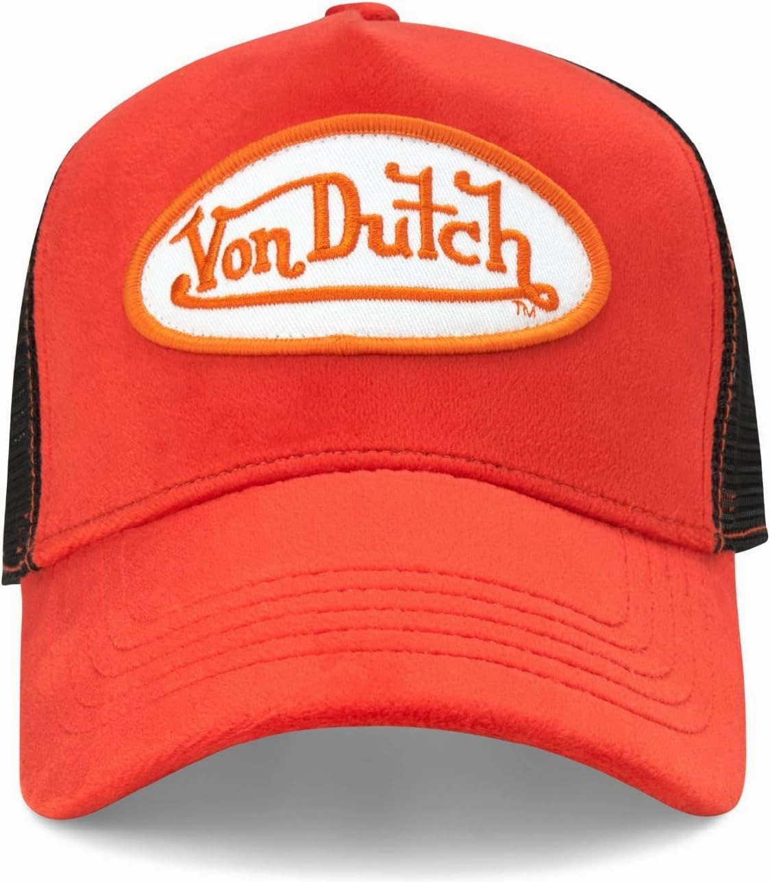 Von Dutch Unisex Trucker Hat - Plush Curved Bill Mesh Back Retro Classic Adjustable Snapback Baseball Cap for Men and Women
