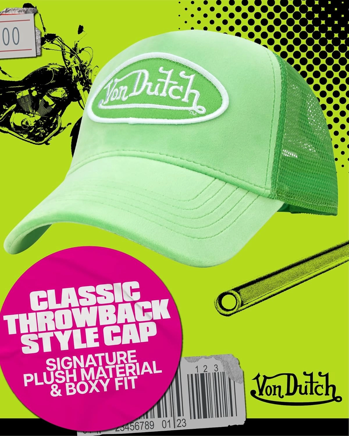 Von Dutch Unisex Trucker Hat - Plush Curved Bill Mesh Back Retro Classic Adjustable Snapback Baseball Cap for Men and Women