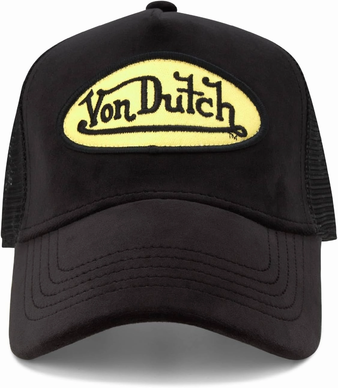 Von Dutch Unisex Trucker Hat - Plush Curved Bill Mesh Back Retro Classic Adjustable Snapback Baseball Cap for Men and Women