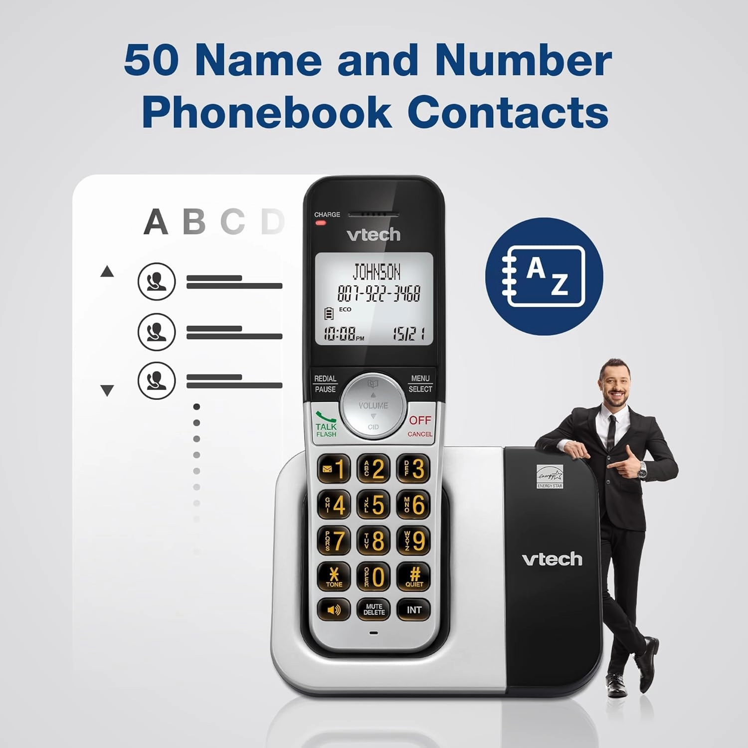 VTech VG231-4 Cordless Phone 4-Handset with Large Display and Big Buttons, DECT 6.0 with Caller ID/Call Waiting, Full Duplex Speakerphone, ECO Mode, Last 10 Number Redial, Easy to Use