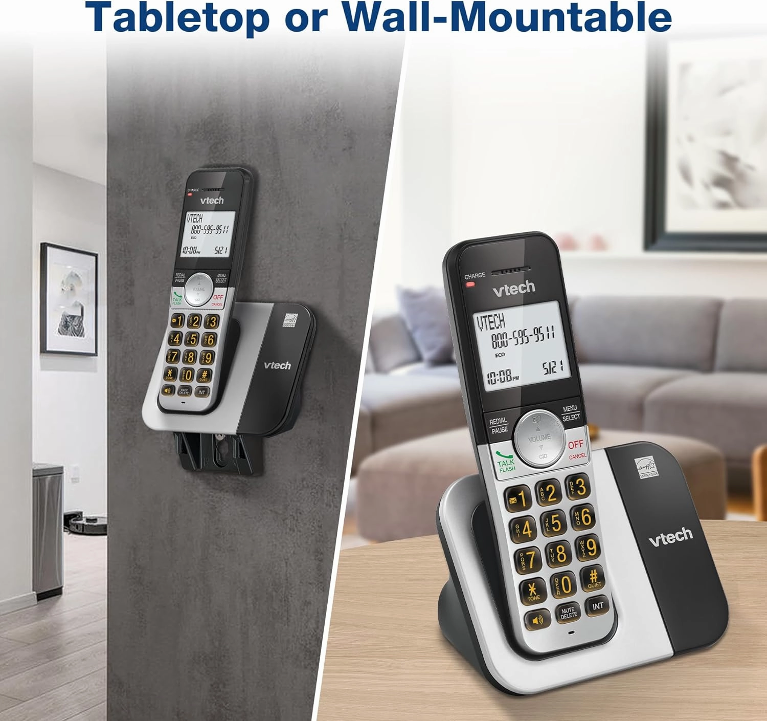 VTech VG231-4 Cordless Phone 4-Handset with Large Display and Big Buttons, DECT 6.0 with Caller ID/Call Waiting, Full Duplex Speakerphone, ECO Mode, Last 10 Number Redial, Easy to Use