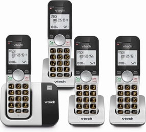 VTech VG231-4 Cordless Phone 4-Handset with Large Display and Big Buttons, DECT 6.0 with Caller ID/Call Waiting, Full Duplex Speakerphone, ECO Mode, Last 10 Number Redial, Easy to Use