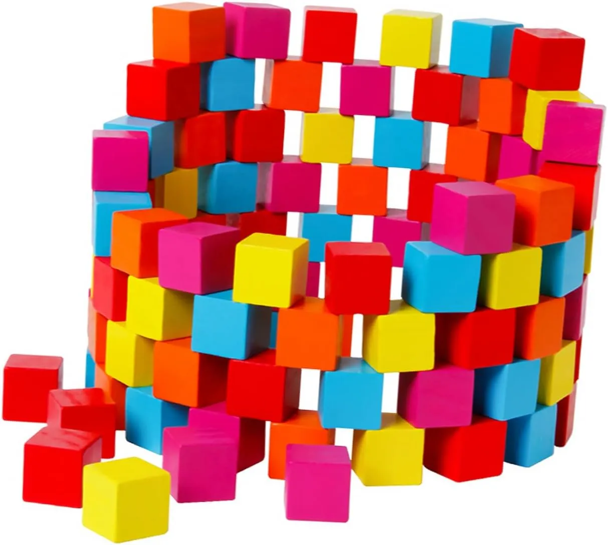 Wakauto 100PCS Colorful Educational Building Blocks Safe for Enhance Creativity Hands Skills and Color Recognition Early Learning