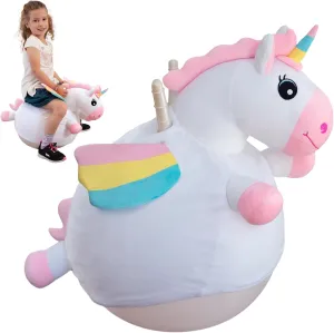 WALIKI Unicorn Hopper Ball | Deluxe Version of The Classic Hop Ball | Inflatable Jumping Ball with Handles for Kids Ages 3, 4, and 5 | Fun Sit & Bounce Ride-On Toy