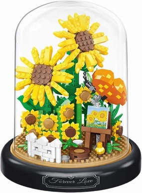 Warm Sunflower Home Bouquets Building Toy with Dust Cover - Creative Housewarming, Ideal Creative Toy Gift for Moms and Women