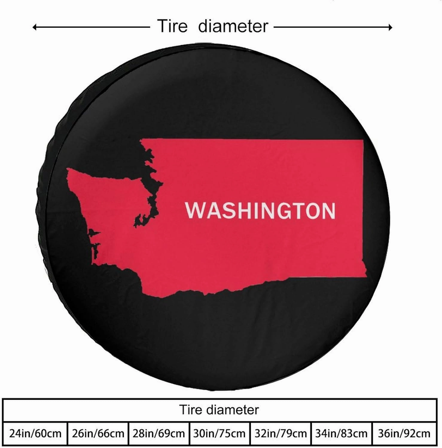 Washington State Map Portable Spare Tire Cover Sun Rain Snow Wheel Protector Case Universal Car Accessories 26inch