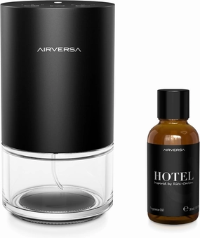 Waterless Essential Oil Diffuser Starter Kit with 30mL Hotel Scent Essential Oils Inspired of Ritz Carlton, Battery Operated Mini Scent Air Machine Portable Diffuser for Home Car Office, Black AN9